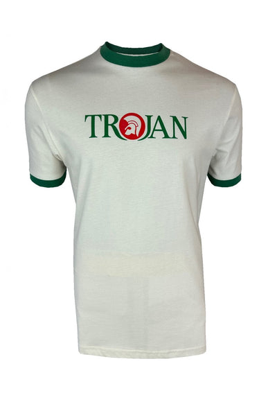 TROJAN Logo Ringer Tee TC/1014 Ecru