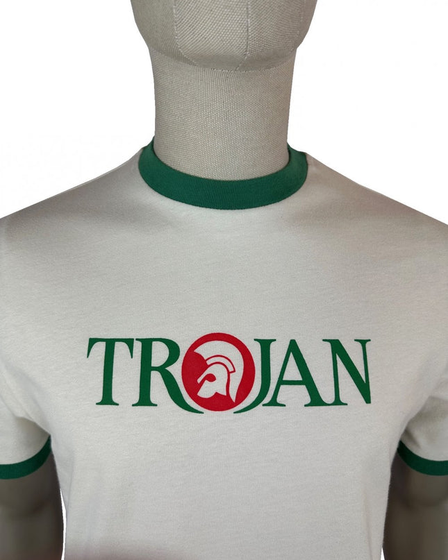 TROJAN Logo Ringer Tee TC/1014 Ecru