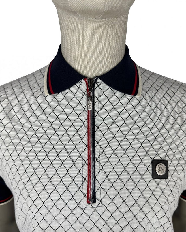 TROJAN Ottoman Jacquard Panel Polo TR/9069  Navy 