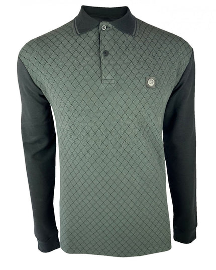 TROJAN Ottoman Rib Panel Polo L/S TR/9026 Black - 017 Raw Menswear
