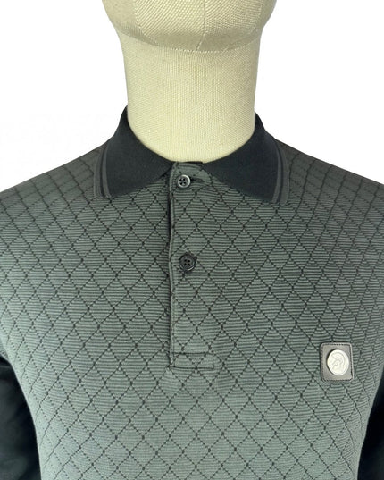 TROJAN Ottoman Rib Panel Polo L/S TR/9026 Black - 017 Raw Menswear
