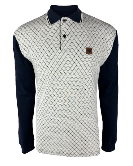 TROJAN Ottoman Rib Panel Polo L/S TR/9026 Navy