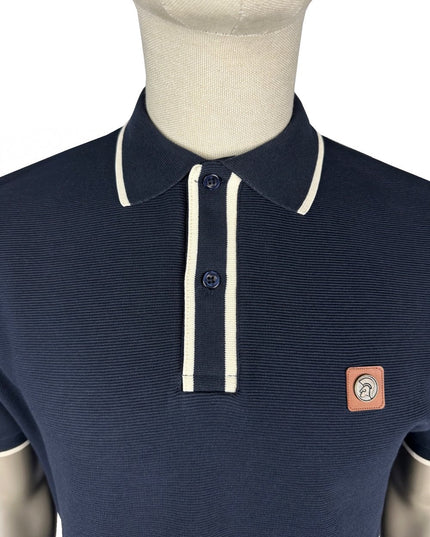 TROJAN Textured Stripe Rib Polo TR/9081 Navy