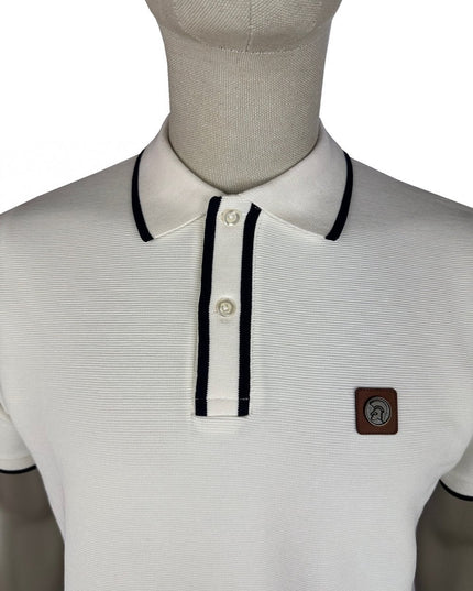 TROJAN Ottoman Stripe Trim Polo TR/9080 Ecru