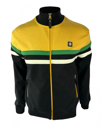TROJAN Panel Stripe Track Top TR/9000 Black Yellow Green