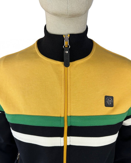 TROJAN Panel Stripe Track Top TR/9000 Black Yellow Green