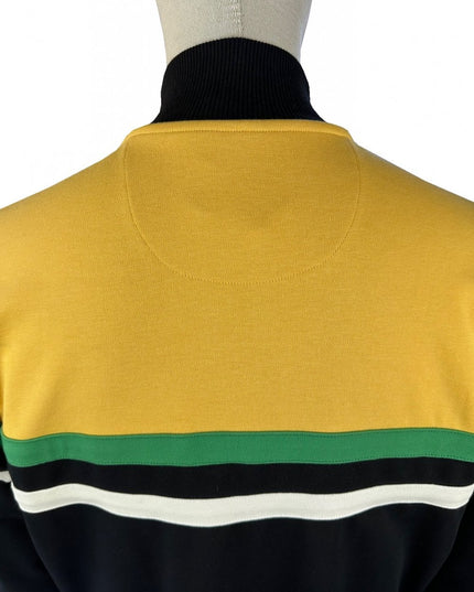 TROJAN Panel Stripe Track Top TR/9000 Black Yellow Green