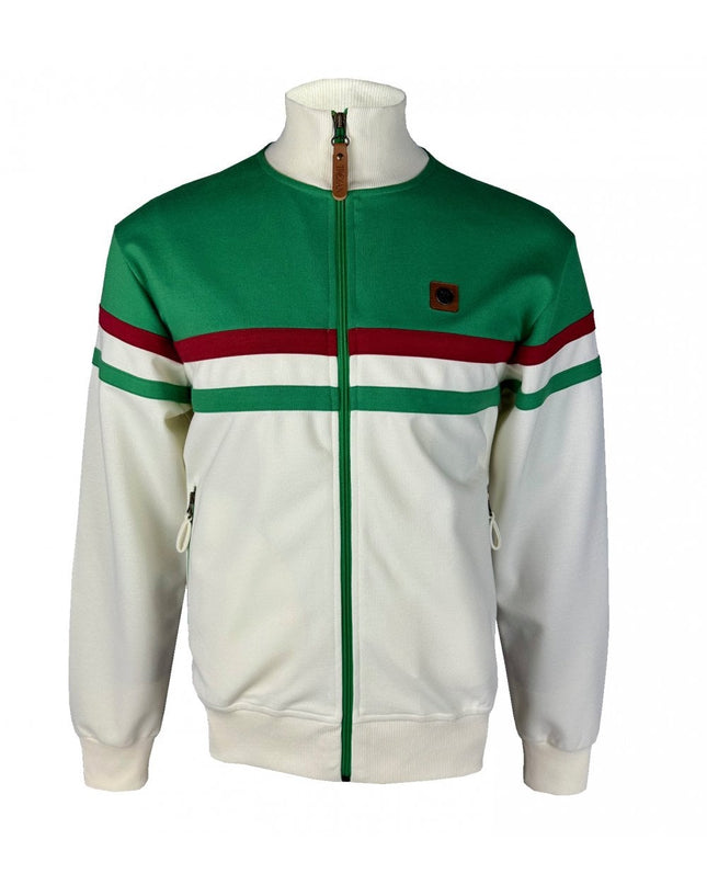 TROJAN Panel Stripe Track Top TR/9051 Emerald/Ecru