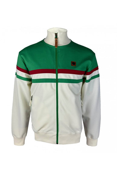 TROJAN Panel Stripe Track Top TR/9051 Emerald/Ecru