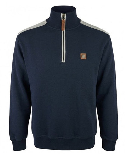 Trojan Quarter Zip Jacquard Trim Sweat TR/9109 Navy