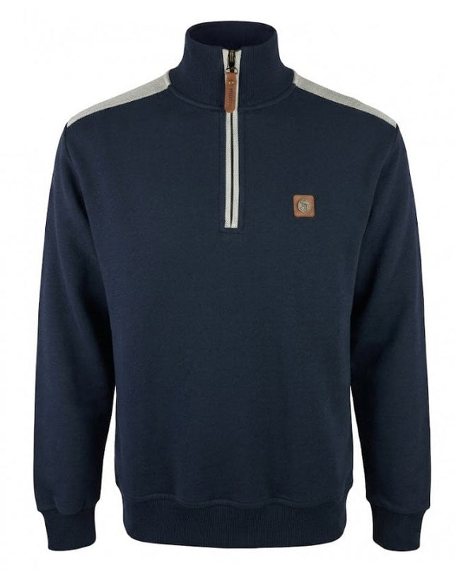 Trojan Quarter Zip Jacquard Trim Sweat TR/9109 Navy