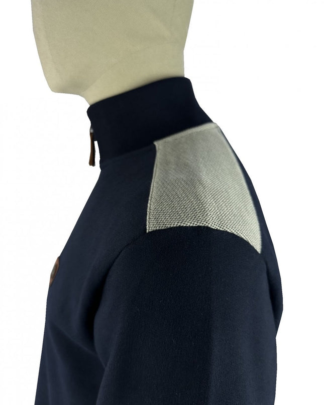 Trojan Quarter Zip Jacquard Trim Sweat TR/9109 Navy