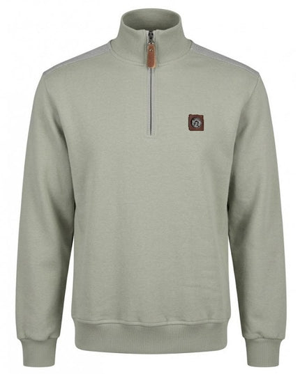 Trojan Quarter Zip Jacquard Trim Sweat TR/9109 Grey