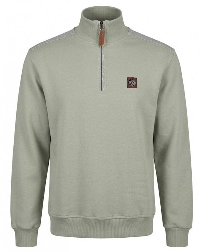 Trojan Quarter Zip Jacquard Trim Sweat TR/9109 Grey