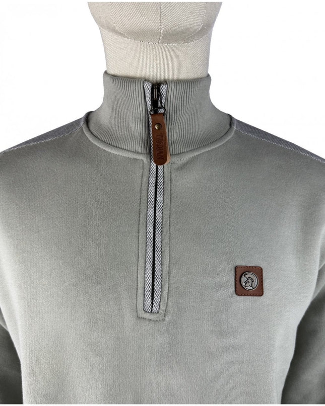 Trojan Quarter Zip Jacquard Trim Sweat TR/9109 Grey