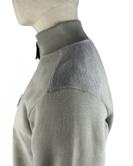 Trojan Quarter Zip Jacquard Trim Sweat TR/9109 Grey