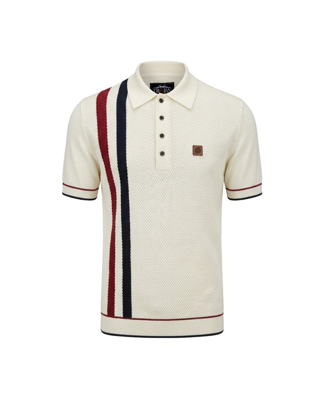 Trojan Racing Stripe Fine Gauge Polo TR/9063 Ecru
