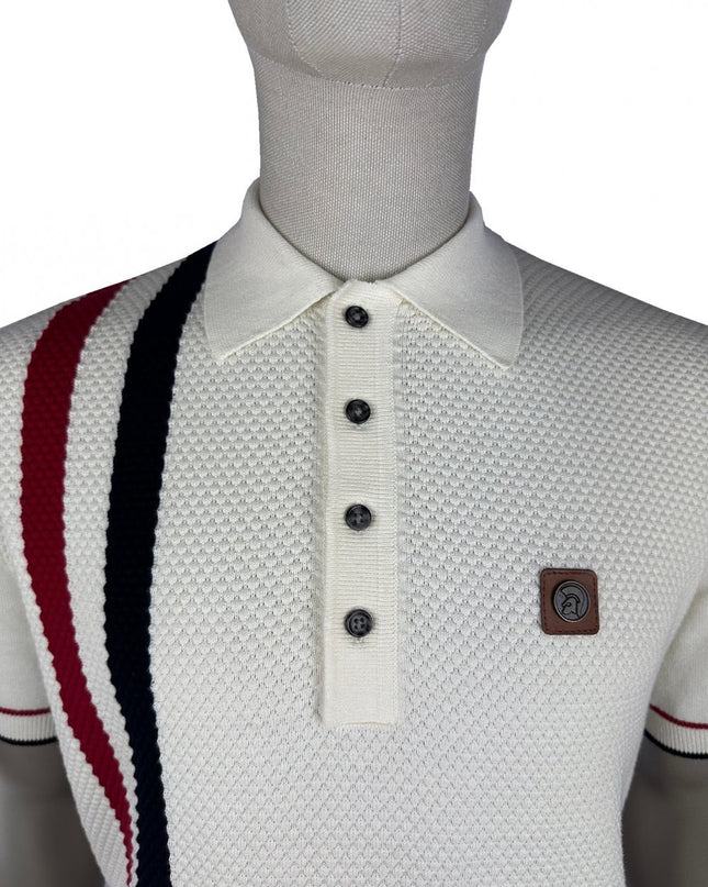 Trojan Racing Stripe Fine Gauge Polo TR/9063 Ecru