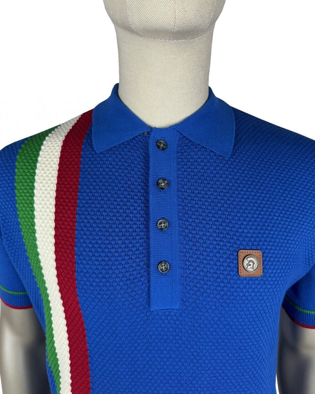 Trojan Racing Stripe Fine Gauge Polo TR/9063 Cobalt Blue