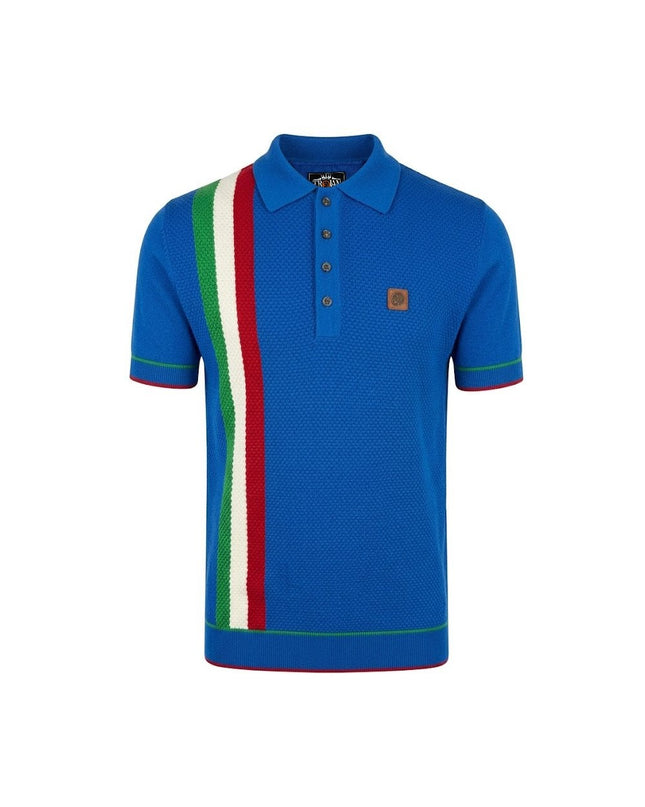 Trojan Racing Stripe Fine Gauge Polo TR/9063 Cobalt Blue