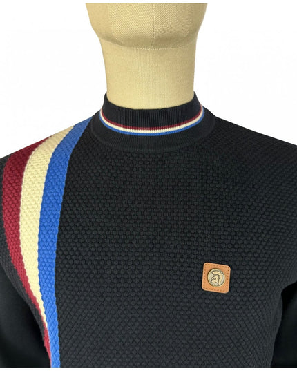 TROJAN Knitwear Racing Stripe Fine Gauge Turtle Neck TR/9014 Navy