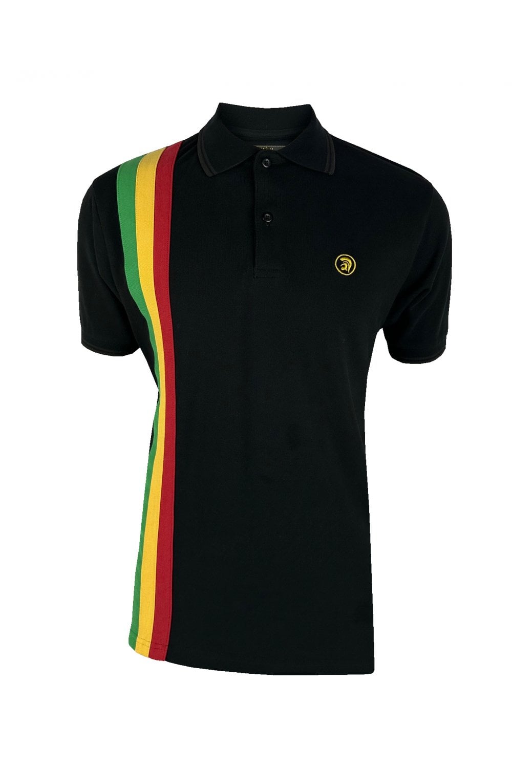 TROJAN Racing stripe pique polo TR/8937 Black - Raw Menswear