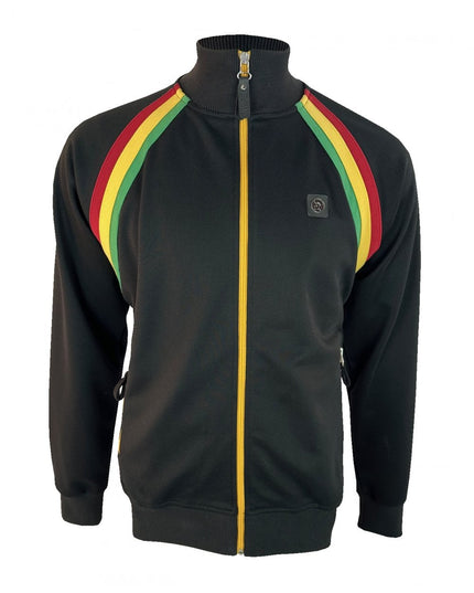 TROJAN Raglan Taped Track Top TR/9053 Black Rasta 
