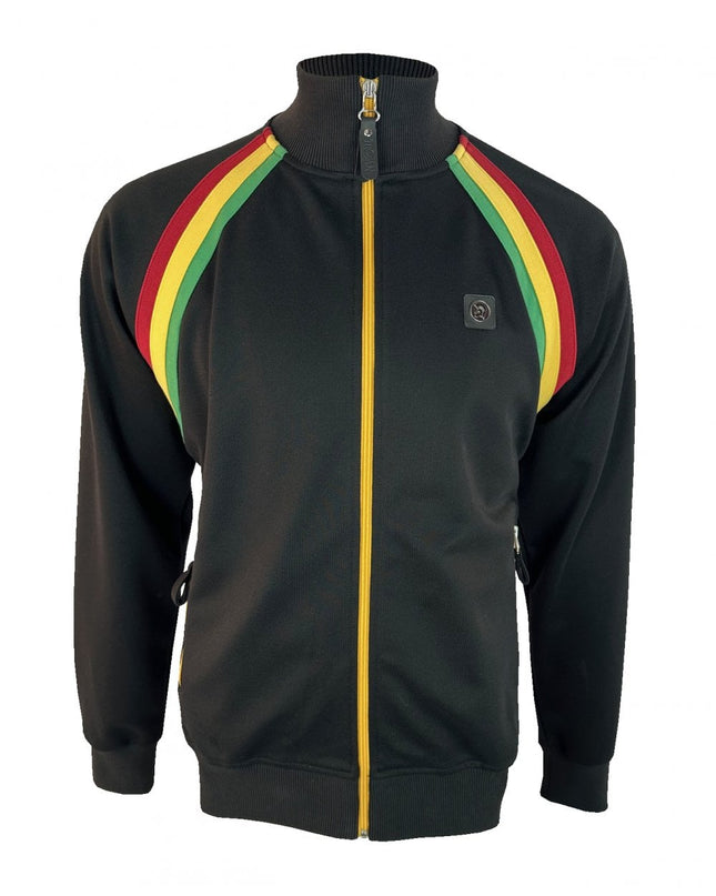 TROJAN Raglan Taped Track Top TR/9053 Black Rasta 