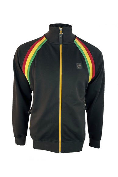 TROJAN Raglan Taped Track Top TR/9053 Black Rasta 