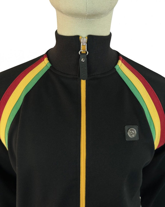 TROJAN Raglan Taped Track Top TR/9053 Black Rasta 