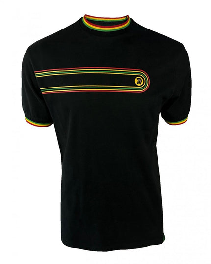 TROJAN Retro Print Ringer Tee TR/9037 Black