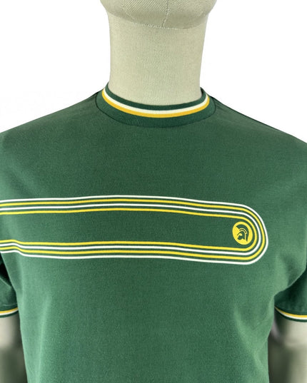 TROJAN Retro Stripe Print Tee TR/9137 Green