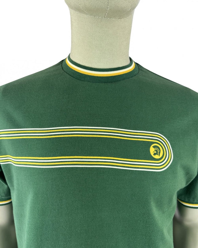 TROJAN Retro Stripe Print Tee TR/9137 Green