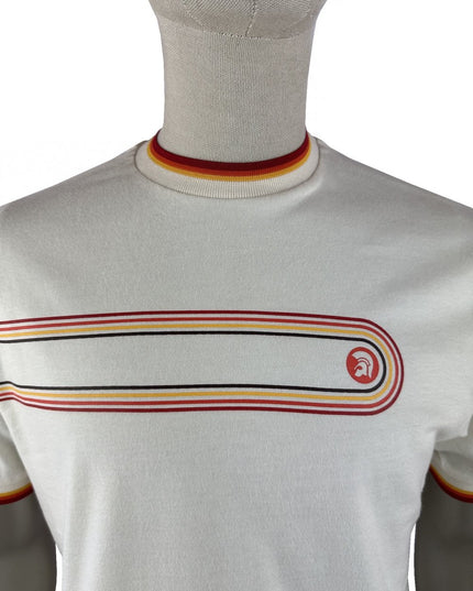 TROJAN Retro Stripe Print Tee TR/9137 Ecru - 286