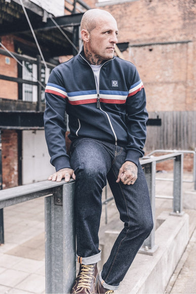 TROJAN Retro Stripe Track Top TR/9052 Navy