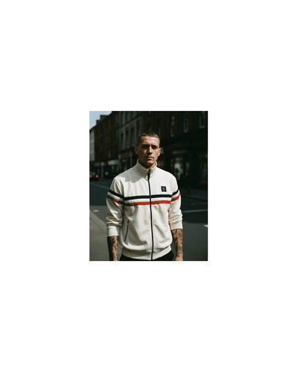 TROJAN Retro Stripe Track Top TR/9052 in Ecru