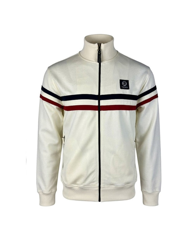 TROJAN Retro Stripe Track Top TR/9052 in Ecru