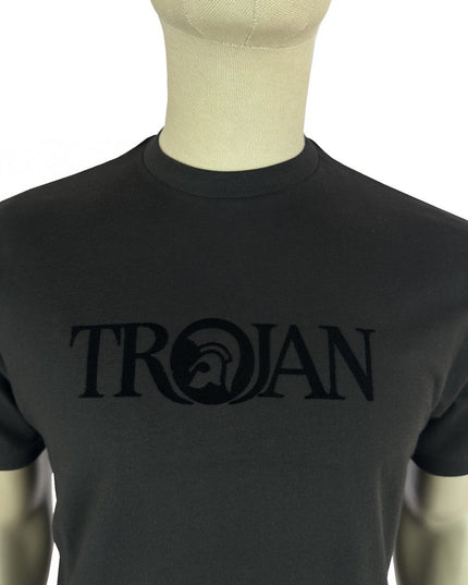 TROJAN Self-Flock Print Logo Tee TR/9139 Black