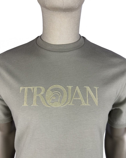 TROJAN Self-Flock Print Logo Tee TR/9139 Grey