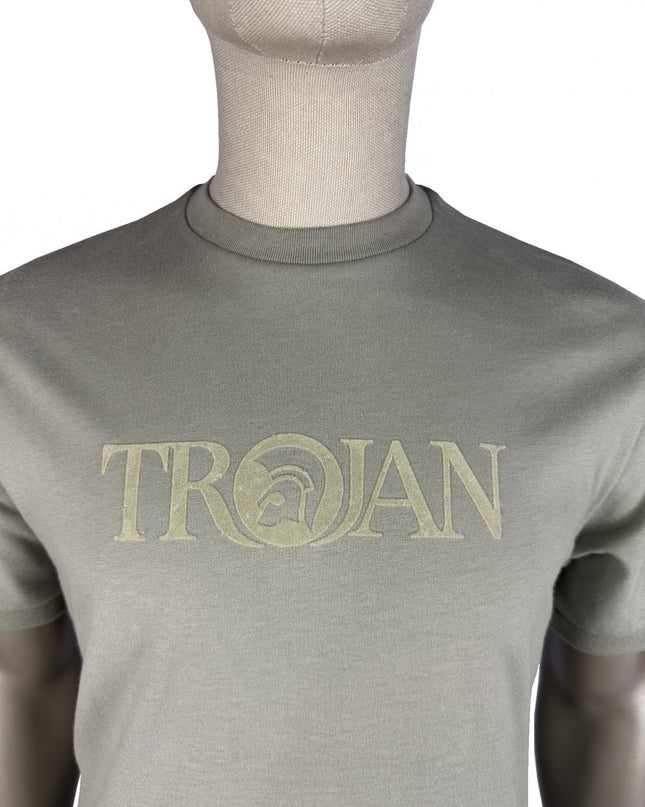 TROJAN Self-Flock Print Logo Tee TR/9139 Grey
