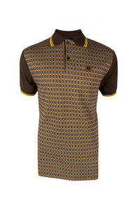 TROJAN Squares Panel Polo TR/8922 Chocolate Brown - Raw Menswear