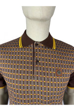 Load image into Gallery viewer, TROJAN Squares Panel Polo TR/8922 Chocolate Brown - Raw Menswear
