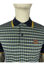 Load image into Gallery viewer, TROJAN Squares Panel Polo TR/8922 Navy - Raw Menswear
