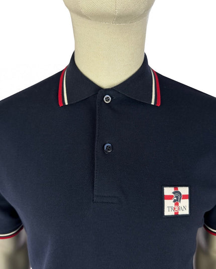 TROJAN St George Badge Pique Polo TR/9078 Navy