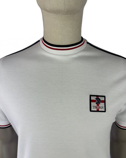 TROJAN St George Badge Pique Tee TR/9087 White