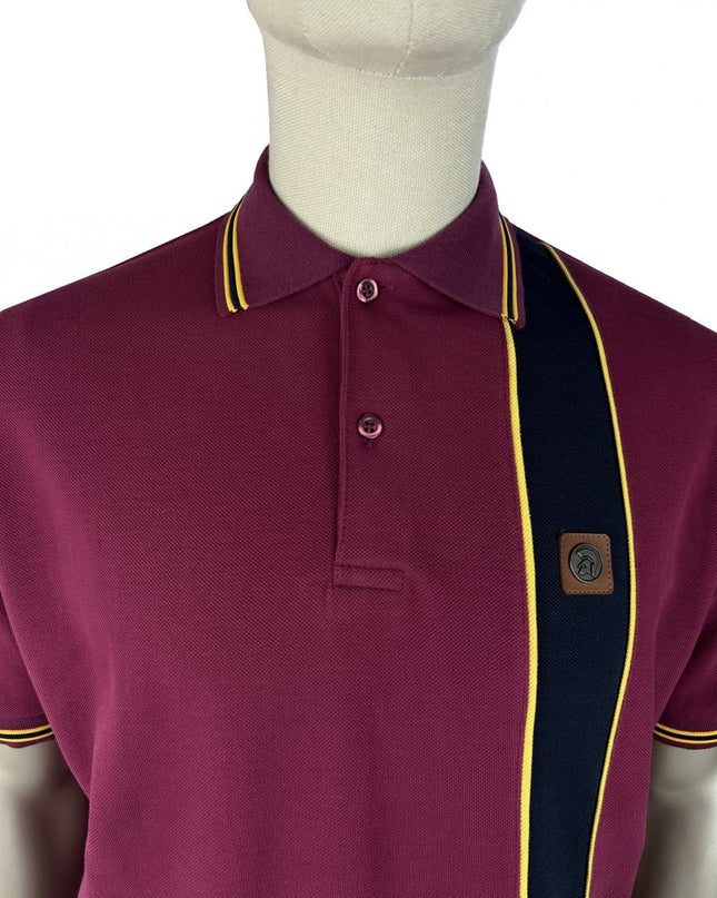 TROJAN Stripe Front Pique Polo TR/9131 in Port