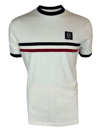 TROJAN Stripe Front Tee TR/9085 Ecru