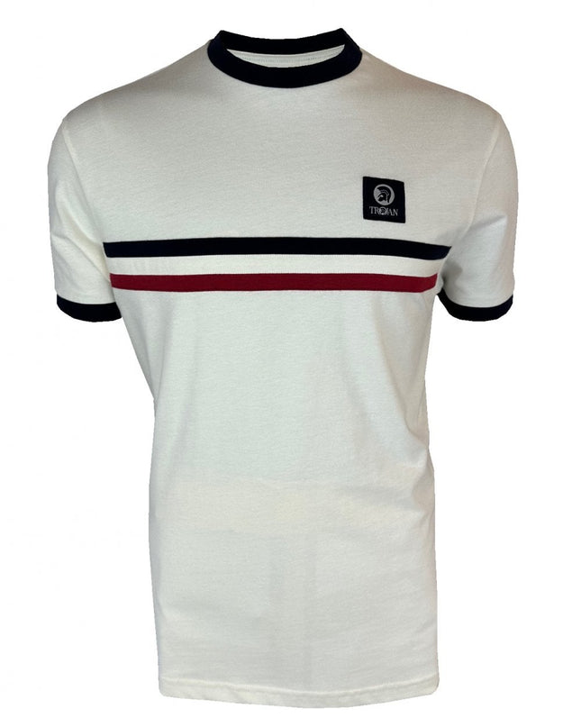 TROJAN Stripe Front Tee TR/9085 Ecru
