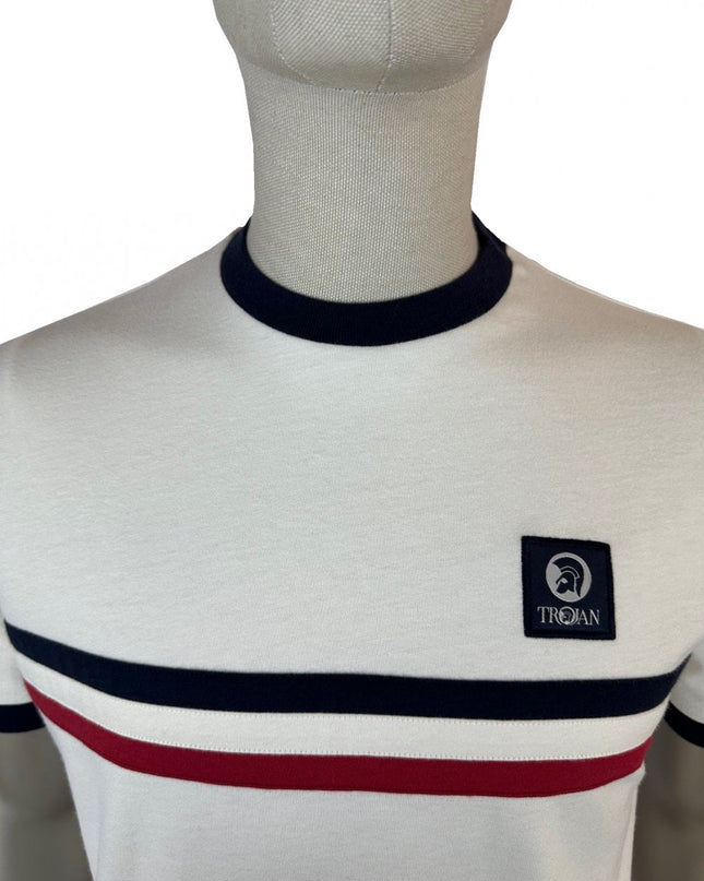 TROJAN Stripe Front Tee TR/9085 Ecru