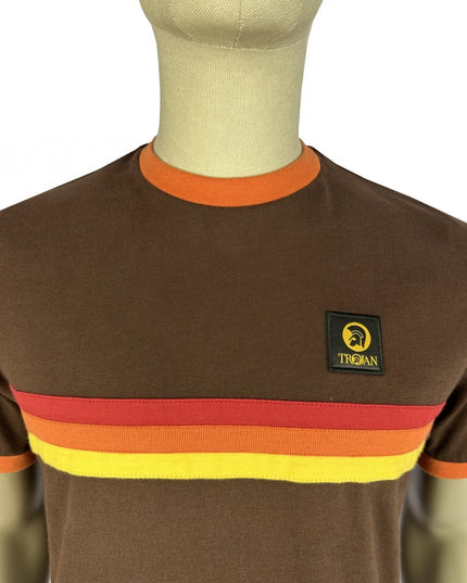 TROJAN Stripe Front Tee TR/9140 Chocolate Brown